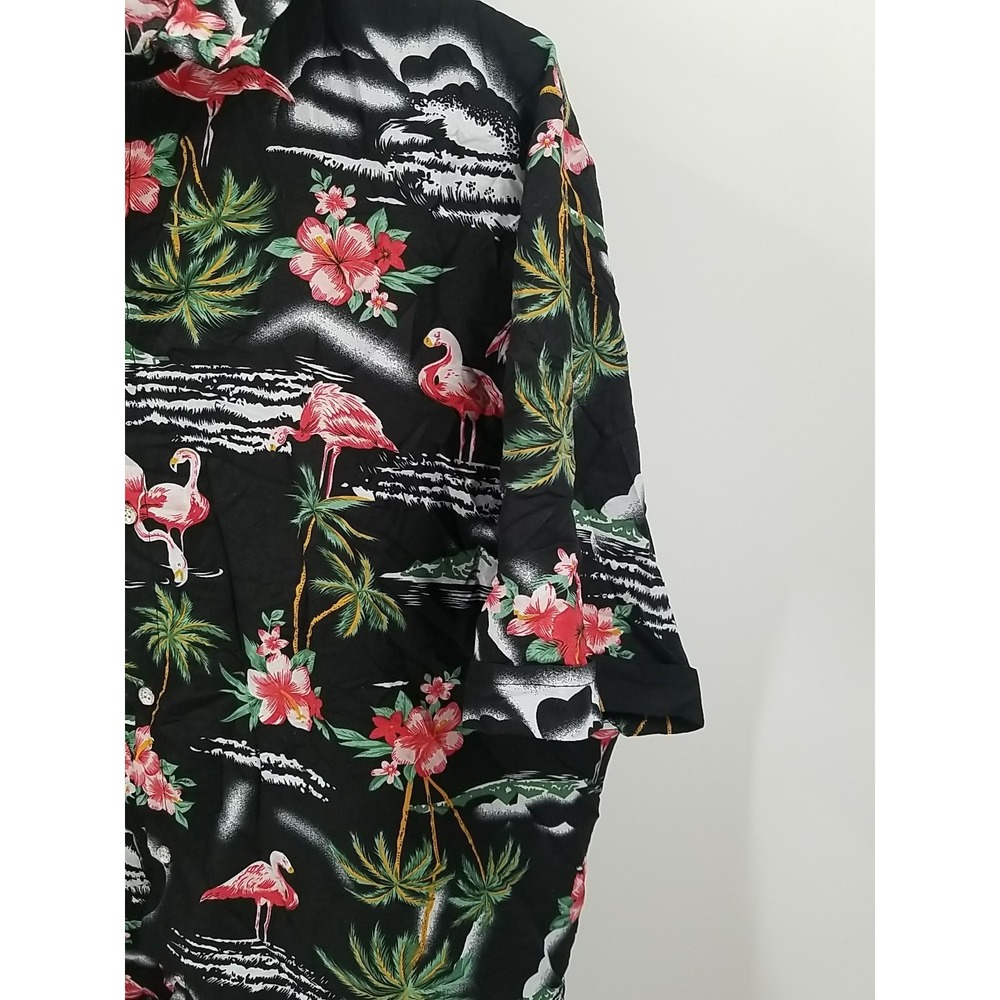 SSLR Hawaiian‎ Shirt Mens XL Button Up Short  Sleeve Flamingo Floral - Picture 5 of 6